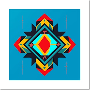 bold and colorful vector t-shirt graphic that features a geometric pattern inspired by African art2 Posters and Art